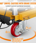 Heavy Duty Hydraulic Lift Table Cart 330 Lbs Dual Scissor Hoist thick powder coated steel swivel casters with brake system.