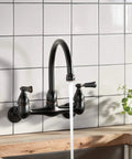 Elmhurst Two-Handle Wall-Mount Kitchen Faucet Oil-Rubbed Bronze, 8-Inch Spout Reach, High-Arc Gooseneck Swivel, 360-Degree Rotation view