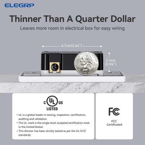 Smooth Dimmer Switch For 300W Dimmable LEDs And 600W Incandescent Halogen Bulbs No Fuss Single Pole And 3 Way LED Slide Dimmer Thickness Comparison