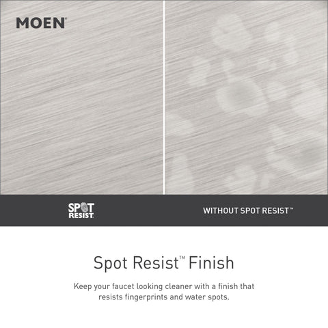 Comparison of brushed nickel surface with and without Spot Resist in Posi-Temp Pressure Balanced Tub And Shower Trim.