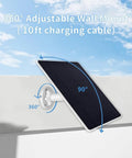 Rugged Solar Panel Charger That Keeps The Juice Flowing For Essential 2K Outdoor And Essential Spotlight Cameras USB C And Micro USB Ports 9.8 Foot Cable IP66 Weatherproof Outdoor Security Solution 1 Pack with 360° adjustable wall mount