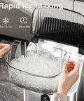 Countertop Nugget Ice Maker With Chewable Pellet Ice 34 Lbs Per 24 Hours Self Cleaning Stainless Steel with open ice tray