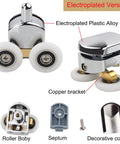 8 Piece Shower Door Rollers Set With 25mm Sliding Door Wheels For Curved Glass Doors parts including wheels, copper bracket, and screws.