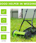 Manual Push Reel Lawn Mower With 12 Inch Cutting Width And 5 Blade System, Walk Behind Garden Mower With Adjustable Height, No Gas No Fumes Eco Friendly Quiet Yard Care For Small Lawns on grass