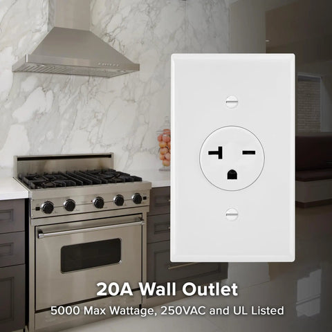 20 Amp Tamper Resistant NEMA 6-20 Wall Receptacle Beefy Commercial Grade Single Outlet 250 VAC UL Listed 2 Pack