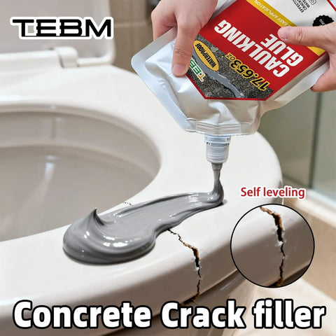 Heavy Duty Concrete Crack Filler And Retaining Wall Joint Compound With Base Seal Plus Masonry Fissure Mastic applied on cracked surface.