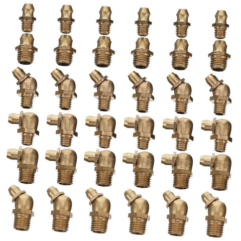 Grease Fitting Set M8 M10 Assortment With Straight And 45 Degree Zerk Nipples For Auto And Machinery Copper Metal Grease Nipples
