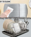 Front view of YIHAOSSING stainless steel cheese slicer with grid scale and anti-slip pads