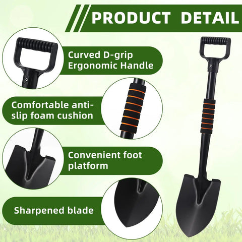 Four Piece 27 Inch Curved D Handle Shovel Set For Gardening And Digging, ergonomic design, foam handle, sharp blade