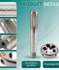 Heavy Duty HSS 5/8-24 UNEF Right Hand Thread Tap And Die Set for metalworking, close-up of tap and die details