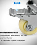 Close-up of brake mechanism on Badass Heavy Duty Metal Rolling Tire Rack Organizer For Auto Garage Workshop Wheel Storage Shelf.