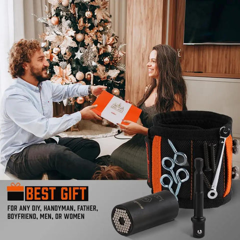 Magnetic Wristband Universal Socket Grip For 7 To 19 Millimeter Handy DIY Gift for Men with screws and drill bits featured