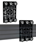 No Sweat 2080 V Slot Gantry Plate Kit 2 Pack showing black plates with POM rollers and steel bearings on aluminum profile.