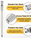 5 Piece Magnetic Ball End Hex Screwdriver Bit Set H4 4mm With One Quarter Inch Hex Shank 100mm Long S2 Steel Metric Bits For Power Tools And DIY Projects Pro Grade, chrome plated