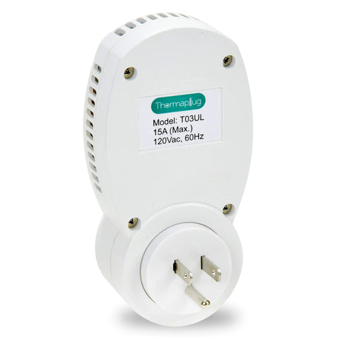Back view of Heavy Duty Programmable Outlet Thermostat For Space Heaters And Window Air Conditioners 120V 15A Four Daily Scheduler Slots