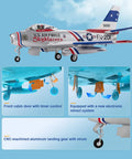 Sabre Inspired F86 EDF Jet RC Airplane For Adults With 80mm EDF 6CH Hobby Model Detailed Cockpit Weathering Realistic Look Dope PNP No Radio Battery Charger showing detailed cockpit, retract system, and landing gear.