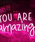 Pink You Are Amazing LED Neon Light Sign For Wall Decor In Bedrooms Living Rooms Bars Parties Classrooms USB Powered 16.9 By 10.6 Inches Hanging Or Table Display