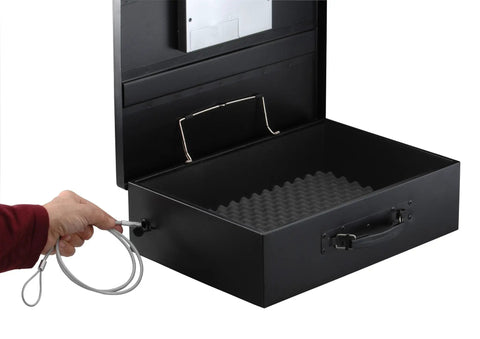 Open Portable Steel Lock Box With Tether Cable For Stashing Laptops, Phones And Valuables, Keyless Combination Safe For Home Or Office