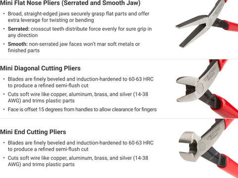 Mini Pliers Set With Roll Case 8 Piece Precision Pliers Kit Including Needle Nose Smooth Jaw Needle Nose Long Nose Bent; pliers details