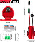 M12 Battery Adapter For Milwaukee Packs 12V Conversion Kit with switch, fuse, wire terminals, dimensions and components, red casing.