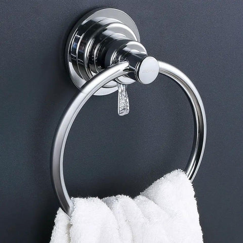 Drill Free Vacuum Suction Cup Towel Ring No Tools Needed Easy Install Stick And Go For Showers Holds Towels And Washcloths