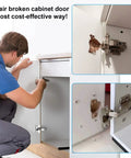 Using 12 Pack Stainless Steel Cabinet Hinge Repair Kit with Door Hinge Repair Plates and Mounting Screws for cabinet fix