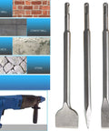 Six Piece SDS Plus Chisel Set For Rotary Hammer Built Tough With 40Cr Steel showing flat and point chisels near wall types