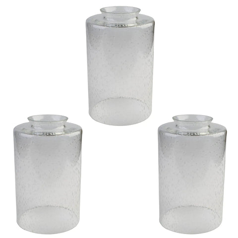 Bubble Glass Shade Replacement 3 Pack For Screw Fixed Fixtures Clear Lip Cylinder Seeded Glass For Ceiling Fans Pendant