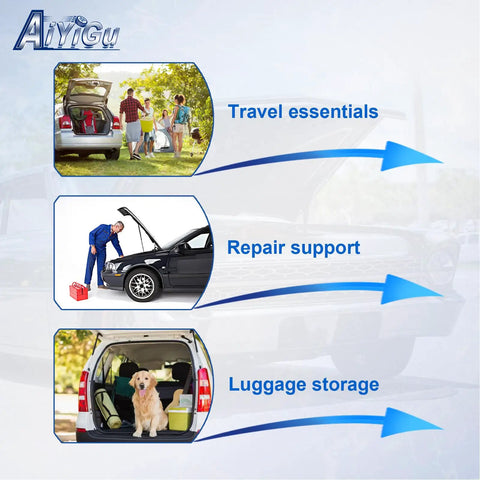 Travel essentials, repair support, luggage storage with car images and text descriptions