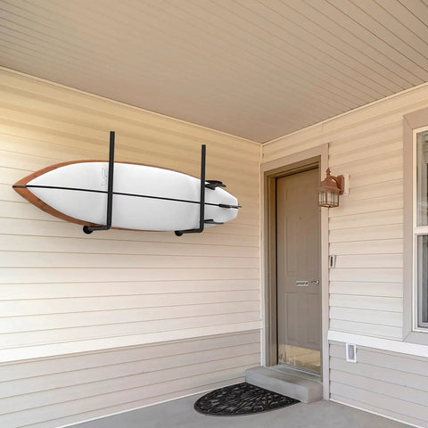 Surfboard Wall Mount And Ceiling Rack For Garage Storage, Durable Powder Coated Steel Ceiling Rack With Sponge Pads