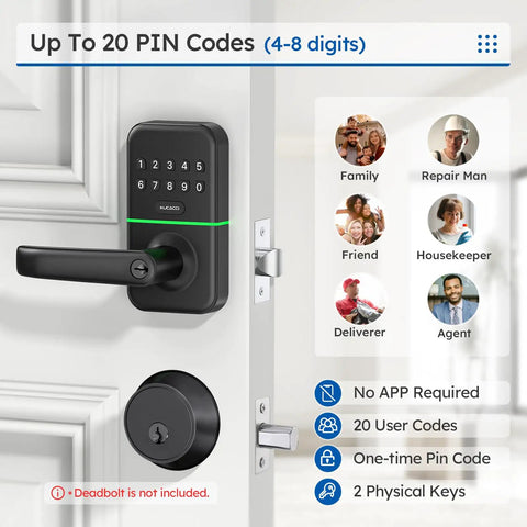 Keyless Entry Door Lock With Keypad For Front Door, Digital Smart Knob With Exterior Code Access displayed on a door