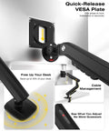 Single Monitor Mount For Up To 32 Inch Screens With Mechanical Spring Arm VESA 75x75 Or 100x100 Space Saving Computer Monitor Stand Model A5 Black 2026 Upgrade No Gas Sag Secure And Solid with quick-release feature shown in installation view.