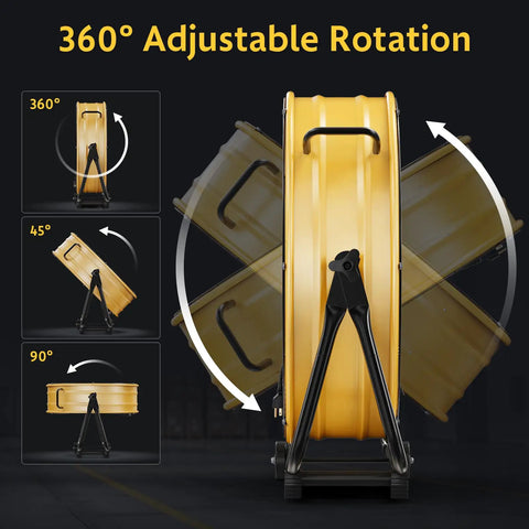 Heavy Duty 24 Inch Metal Drum Fan With 3 Speeds, High Velocity Floor Fan For Warehouse 360 degree rotation feature shown