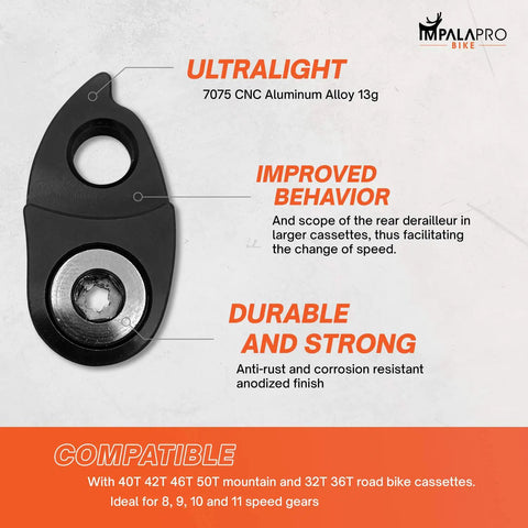 Rear Derailleur Hanger Extender For Bikes Slick Shift Reach And Precision Compatible With Shimano Hanger Carrera Gear Hanger Lightweight Black Upgrade For Easier Gear Changes And Singlespeed Conversions showing ultralight CNC aluminum and features