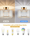 7.9 Inch Modern Crystal Ceiling Light Fixture LED Mini Crystal Chandelier with warm and daylight white glow options.