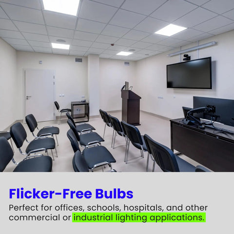 Office with U-Bend LED Tube Light 15W T8 replaces 32W Fluorescent, flicker-free, cool white, for commercial lighting.
