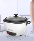 White Family Size Rice Cooker with 28 Cups Cooked Capacity, 14 Cups Uncooked, Steaming Basket, Removable Nonstick Bowl, Easy Meal Prep