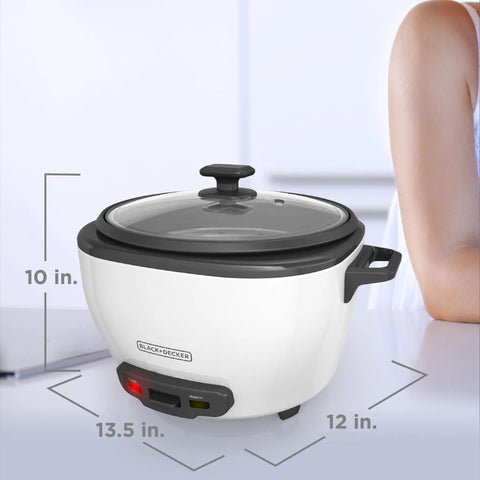 White Family Size Rice Cooker with 28 Cups Cooked Capacity, 14 Cups Uncooked, Steaming Basket, Removable Nonstick Bowl, Easy Meal Prep