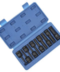 Grabsome 10 Piece Square Bit Socket Set Built Tough With Impact Ready CR-MO Steel Big Time Garage Gear For Heavy Duty Jobs Featuring M5 Through M18 Sizes Plus Nifty Storage Case You Gonna Love This Awesome Tool Kit. in blue case, M5-M18 sockets