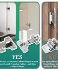 Tough As Nails Soft Close Cabinet Dampers Smooth Operator showing installation suitability for concealed hinges and flush mounts.