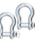 2 Pack 1 Inch D Ring Shackles Heavy Duty Tow And Lift Bow Shackles Carbon Steel Screw Pin Anchor Shackle 19 Ton Break Strength Silver