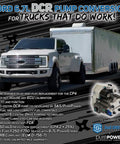 Ford 6.7L truck towing a trailer with a CP4 to DCR Pump Conversion Kit for 2011 and up Ford 6.7 Powerstroke Diesel plug and play.