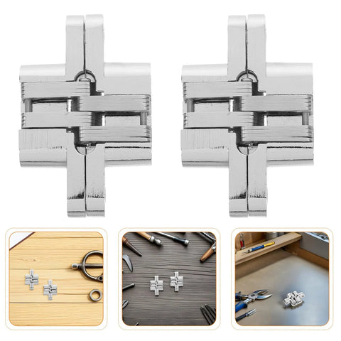Concealed 43mm Zinc Alloy Hinges Set for Jewelry Boxes and Cabinets Four Piece Cross Folding Hidden Hinges With 180 Degree Rotation