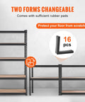 5 Tier Adjustable Storage Shelves Heavy Duty Garage Rack, 2000 Lbs Total Capacity, 30x12x60 Inch Steel Shelving Unit For Tools, Parts, And Gear, Durable Industrial Grade Boss Level Organization with rubber pads
