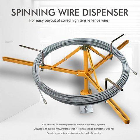Built Tough Heavy Duty Fence Wire Dispenser For High Tension Systems, Floor Or Stud Mounted, Adjustable To Fit Coils