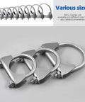 Two Pack 304 Stainless Steel U Clamps, 54mm Muffler Exhaust Clamps shown in various sizes