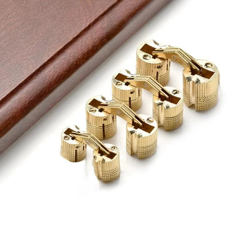 Heavy Duty Brass Concealed Cabinet Hinges Set Cylindrical Barrel Door Hardware 180 Degree Opening Quiet Smooth Operation Pro Grade Build