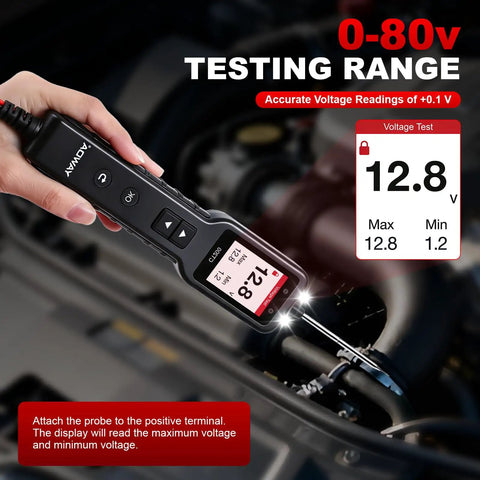 Circuit Probe Kit Pro Grade With 1.8 Inch Color TFT Display For 0 To 80V Automotive Electrical Systems Quick Short Finder Breaker Detector testing 12.8V