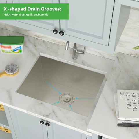 Undermount Bar Sink 15x17 Inches 16 Gauge Stainless Steel Wet Prep Single Bowl Handmade T304 Brushed Finish RV Ready in a kitchen