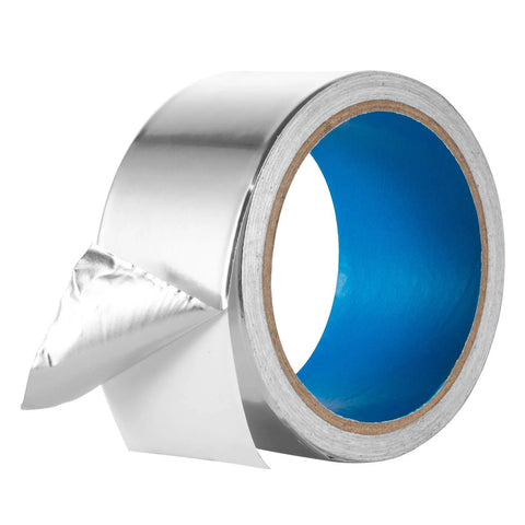 Aluminum foil duct tape roll, 2-inch wide, silver exterior with blue interior liner, Amazon brand for HVAC ducts
